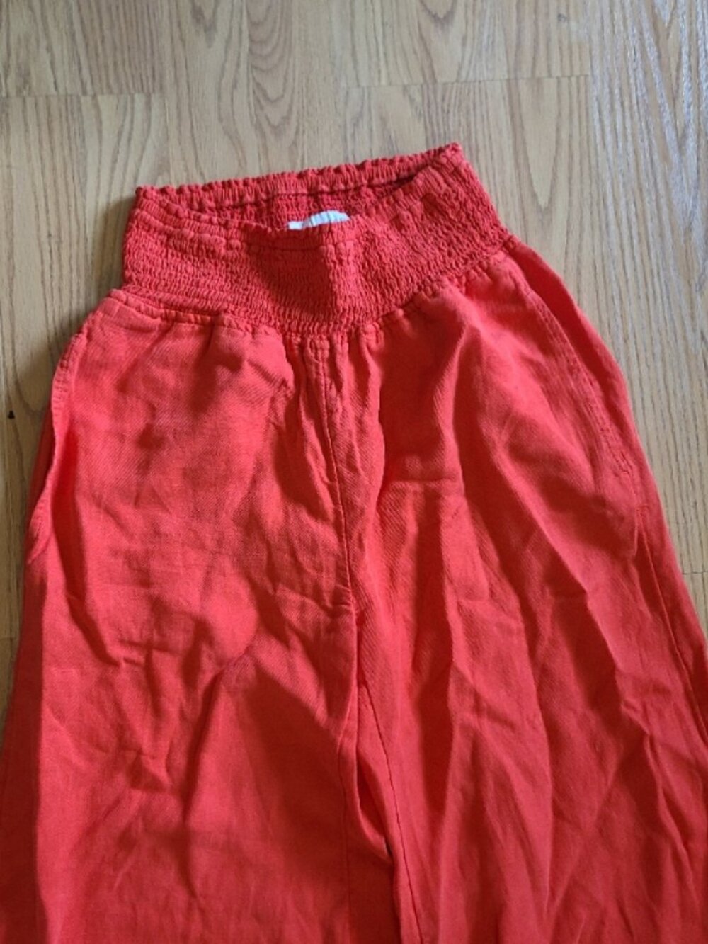 CALYPSO ST. BARTH LINEN-BLEND CROPPED WIDE LEG PALAZZO PANTS SMOCKED WAIST sz XS - Picture 3 of 6